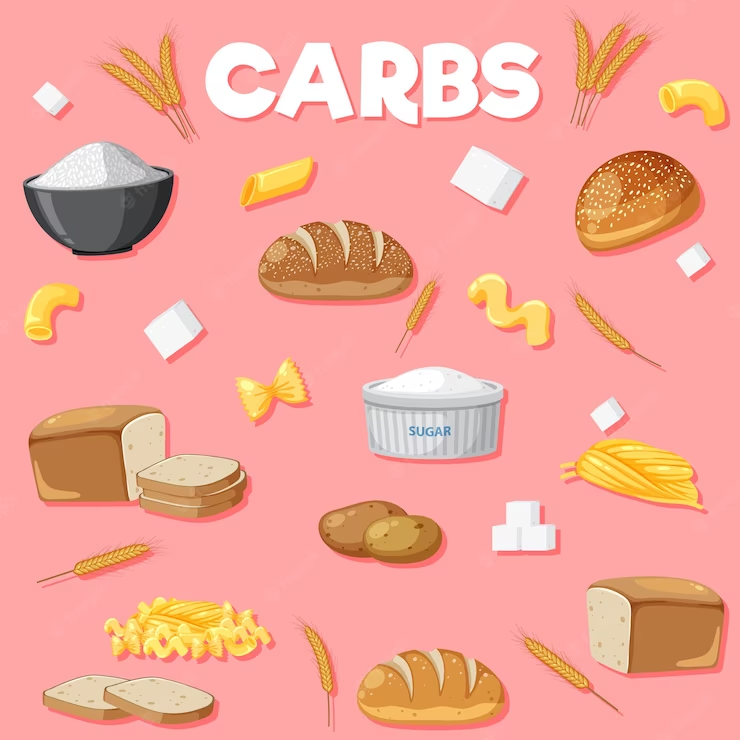 a collection of food on a pink background